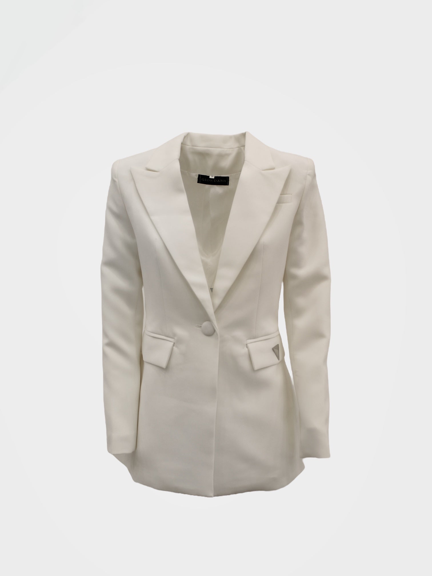 Bianca Suit Blazer Dress in Ivory Long Sleeve, Double Breasted